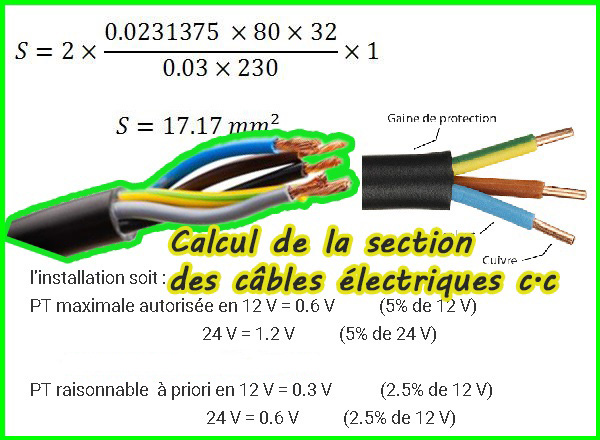 Calcul de la section des câbles électriques
