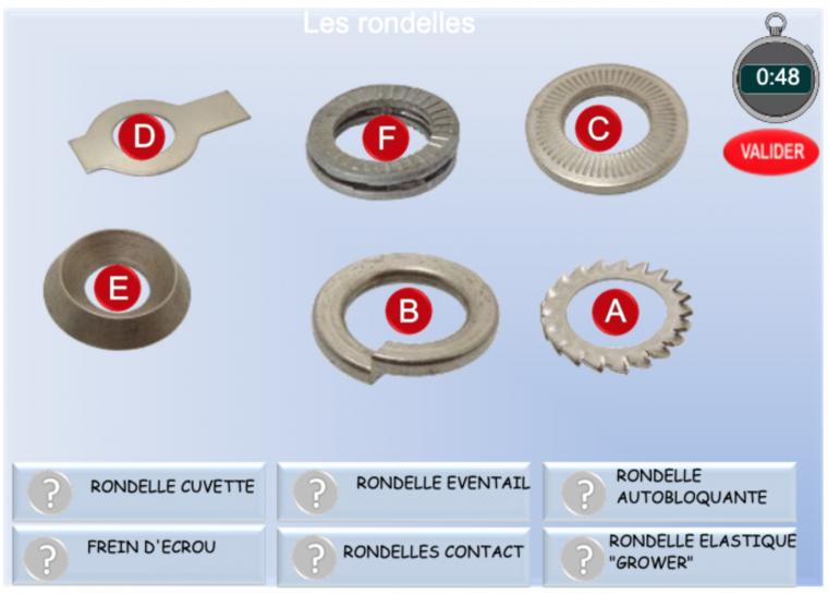 Les rondelles. Exercice de vocabulaire technique Les rondelles. Exercice de vocabulaire technique