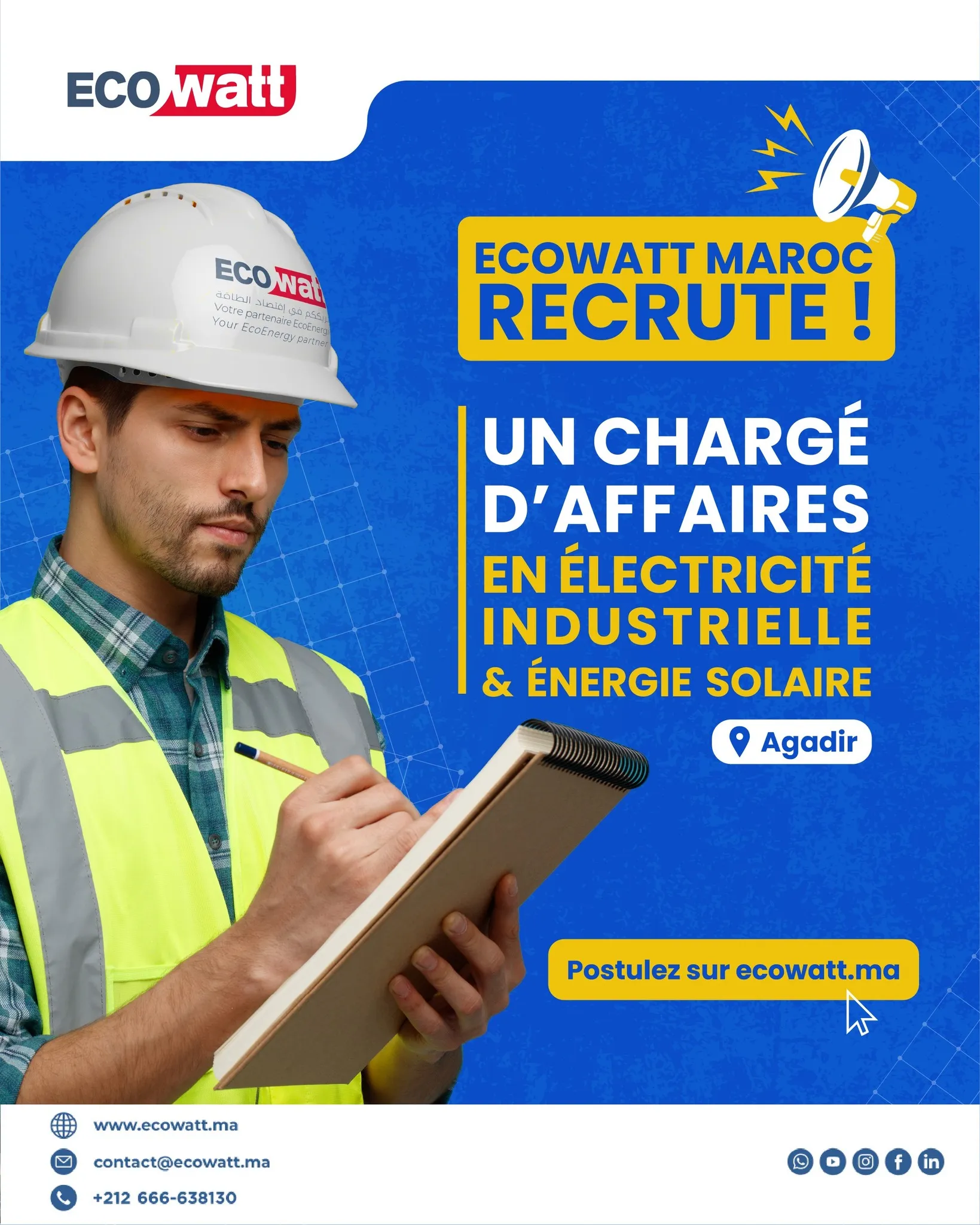 Offre d'emploi : Chargé d’affaires en électricité industrielle et énergie solaire