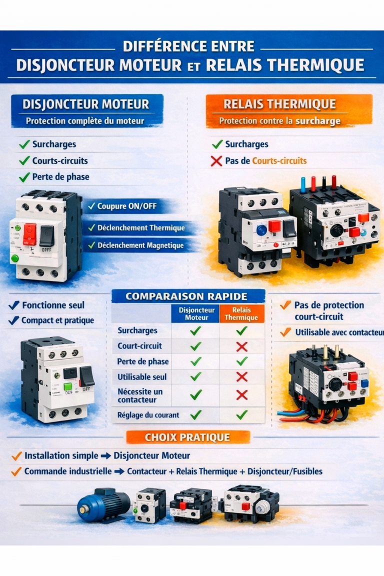 Différence entre disjoncteur moteur et relais thermique